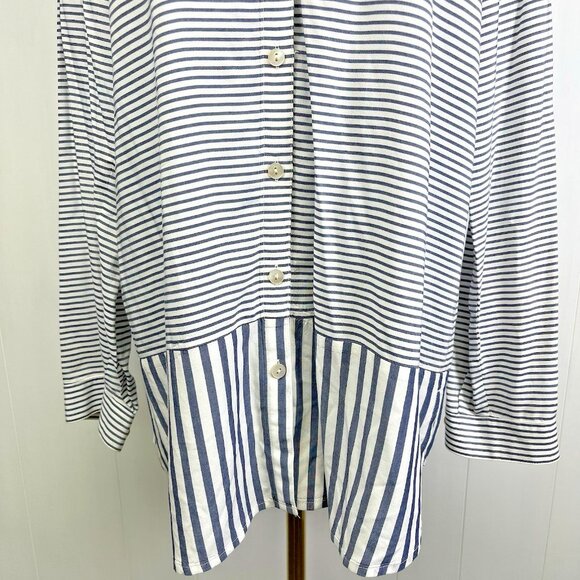 J Jill Tunic Size M Top Nautical Striped Contrasting bottom, Lightweight Coastal - Picture 4 of 10